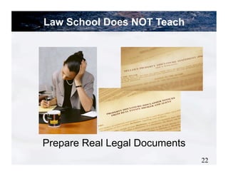 Law School Does NOT Teach




Prepare Real Legal Documents
                               22
 