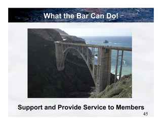 What the Bar Can Do!




Support and Provide Service to Members
                                     45
 