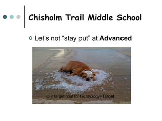 Chisholm Trail Middle School Let’s not “stay put” at  Advanced Our target goal for technology= Target 