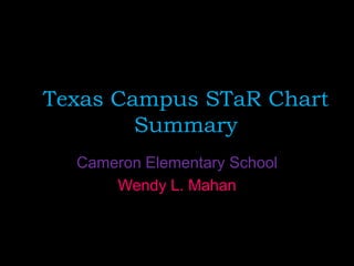 Texas Campus STaR Chart Summary Cameron Elementary School Wendy L. Mahan 