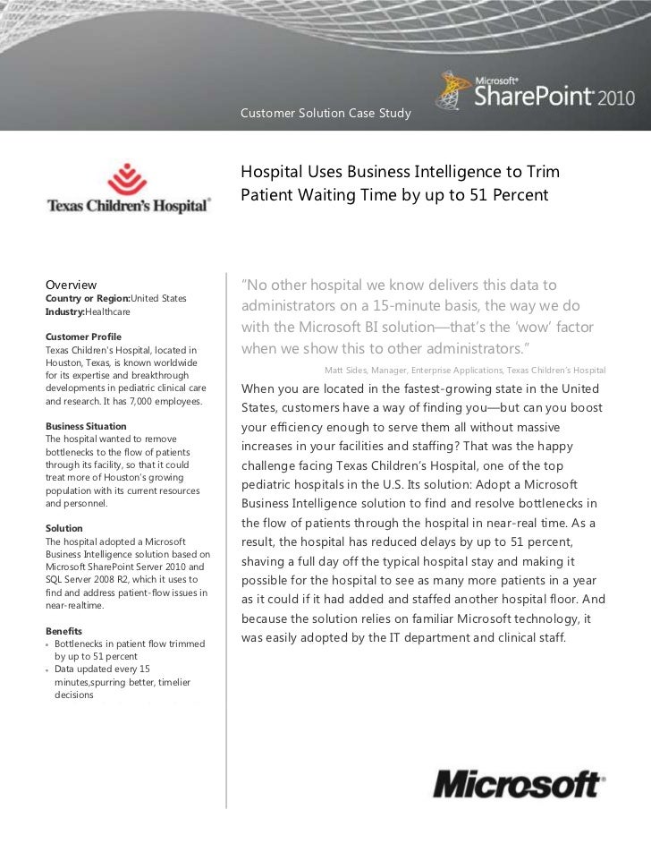 texas childrens hospital sharepoint server 2010 case study children s hospital doctors note