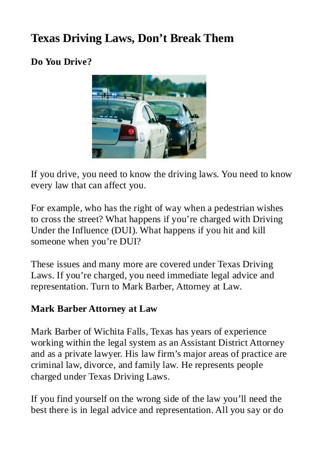 Texas driving law