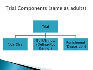 Trial
Voir Dire
Guilt/Innoc.
(Delinq/Not
Delinq.)
Punishment
(Disposition)
 