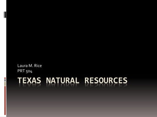 TEXAS NATURAL RESOURCES
Laura M. Rice
PRT 504
 