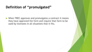 Promugated Texas Promulgated Contract Forms | PPTX