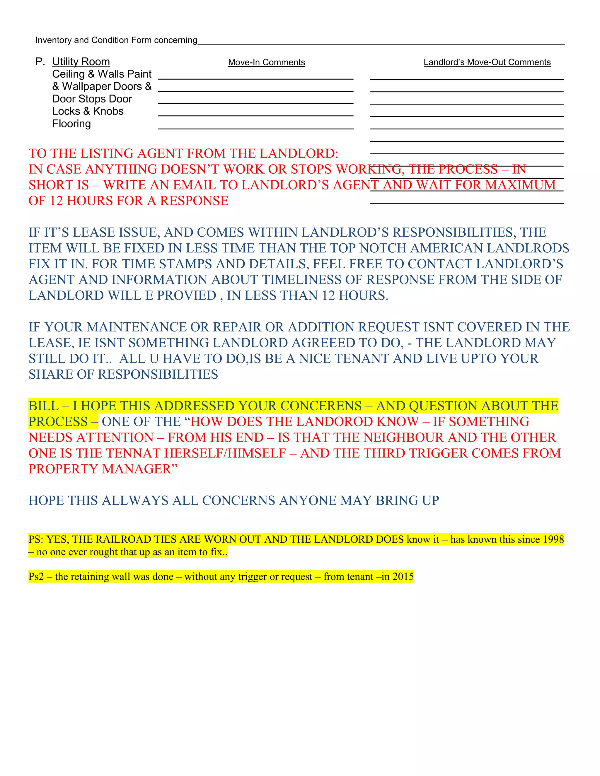 Texas realtor association inventory and move in condition form ...