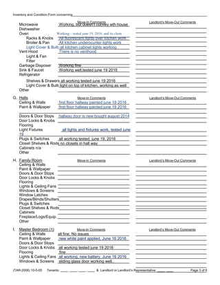 Texas realtor association inventory and move in condition form ...
