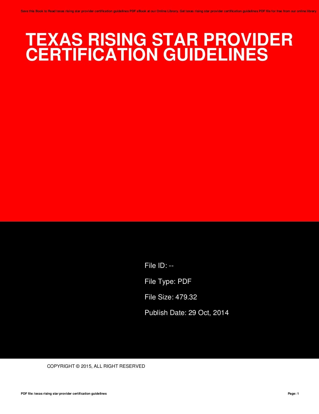 Texas rising star provider certification guidelines