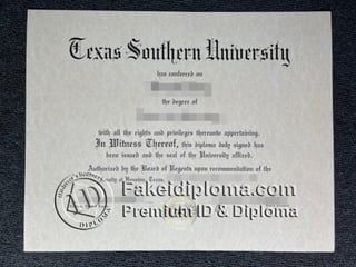 Texas Southern University diploma
