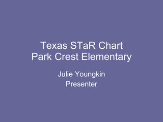 Texas STaR Chart Park Crest Elementary Julie Youngkin Presenter 