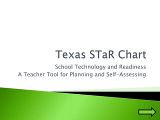 Texas STaR Chart School Technology and Readiness A Teacher Tool for Planning and Self-Assessing 