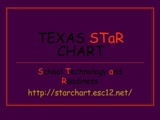 TEXAS  STaR  CHART S chool  T echnology   a nd  R eadiness http://starchart.esc12.net/ 