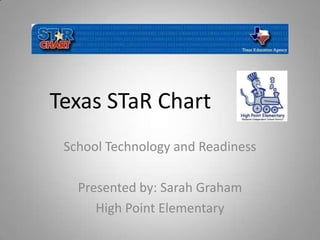 Texas STaR Chart School Technology and Readiness Presented by: Sarah Graham High Point Elementary 