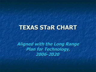 TEXAS STaR CHART Aligned with the Long Range Plan for Technology, 2006-2020   