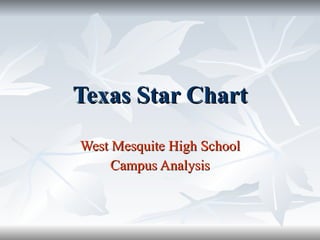 Texas Star Chart West Mesquite High School Campus Analysis 