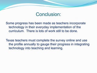           Texas Teacher STaR Chart & Texas                      Campus STaR ChartPurpose: Assist teachers in determining professional development needs based on a current educational technology profile. Provide data that feeds into the Texas Campus STaR Chart so that more accurate school information is gained and documented.Assist campuses in documenting the use of No Child Left Behind, Title II, Part D formula, and discretionary funds. 