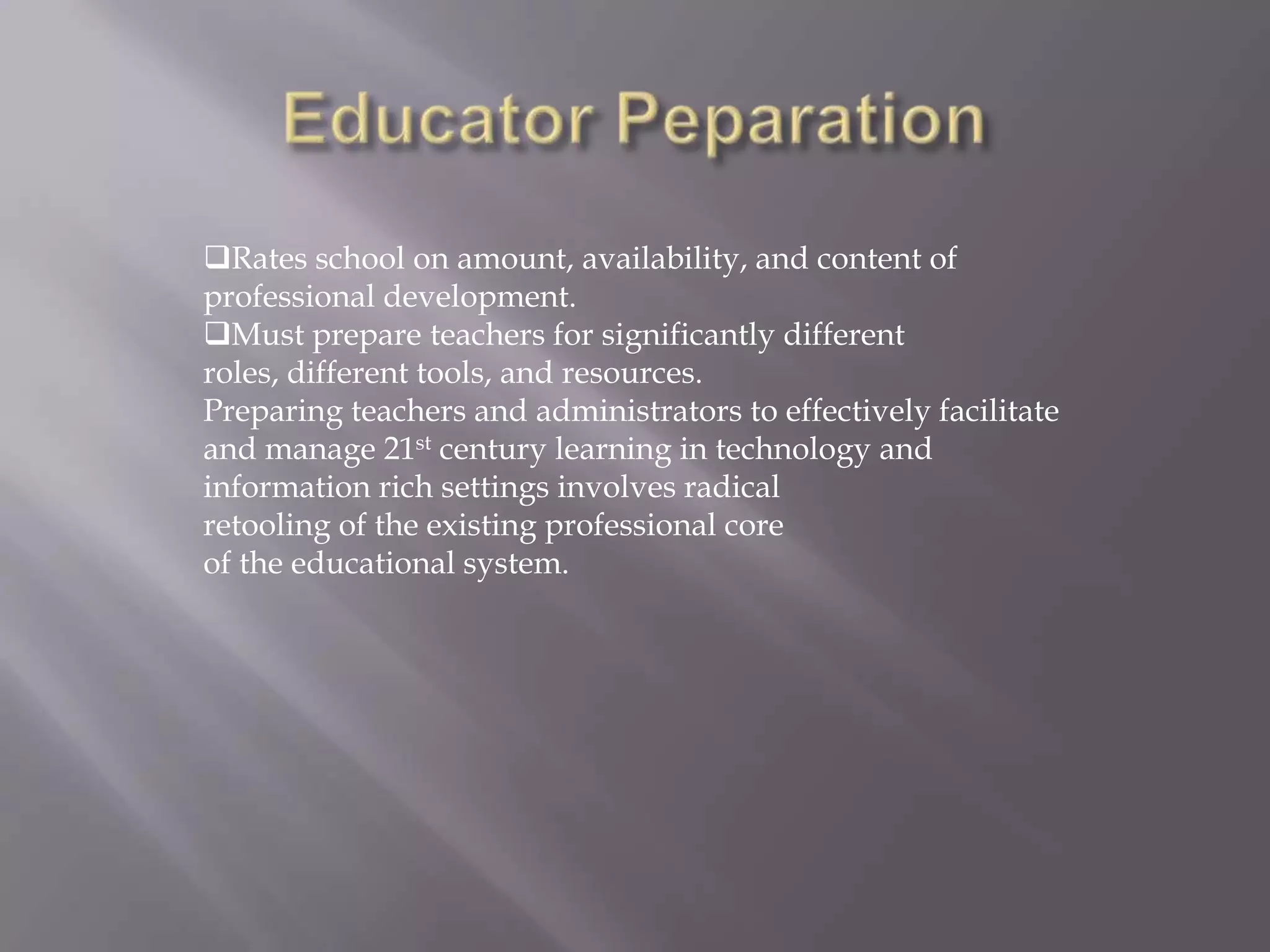 Measures the impact of state and local efforts to improve student learning through the use of technology .