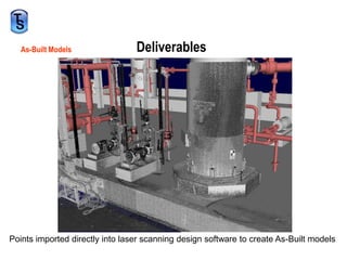 As-Built ModelsDeliverablesPoints imported directly into laser scanning design software to create As-Built models