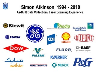  Simon Atkinson  1994 - 2010 As-Built Data Collection / Laser Scanning Experience 