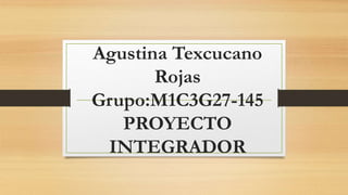 Agustina Texcucano
Rojas
Grupo:M1C3G27-145
PROYECTO
INTEGRADOR
 