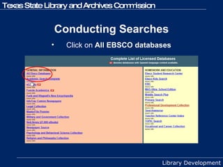 Click on  All EBSCO databases Conducting Searches 