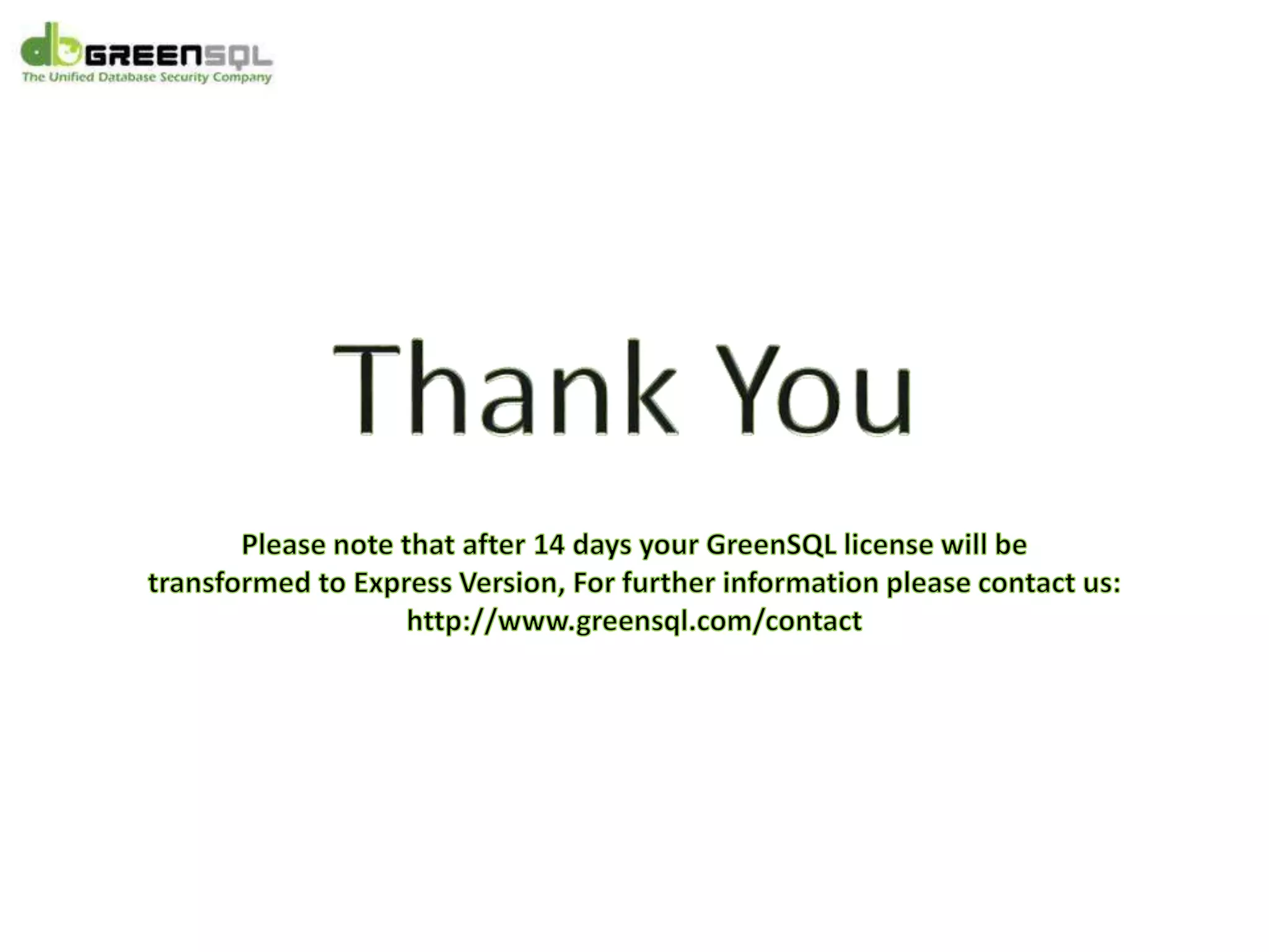 GreenSQL Activation Tutorial