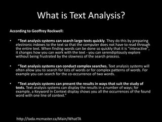 Textual Analysis Introduction Introduction to Text Analysis | PPTX