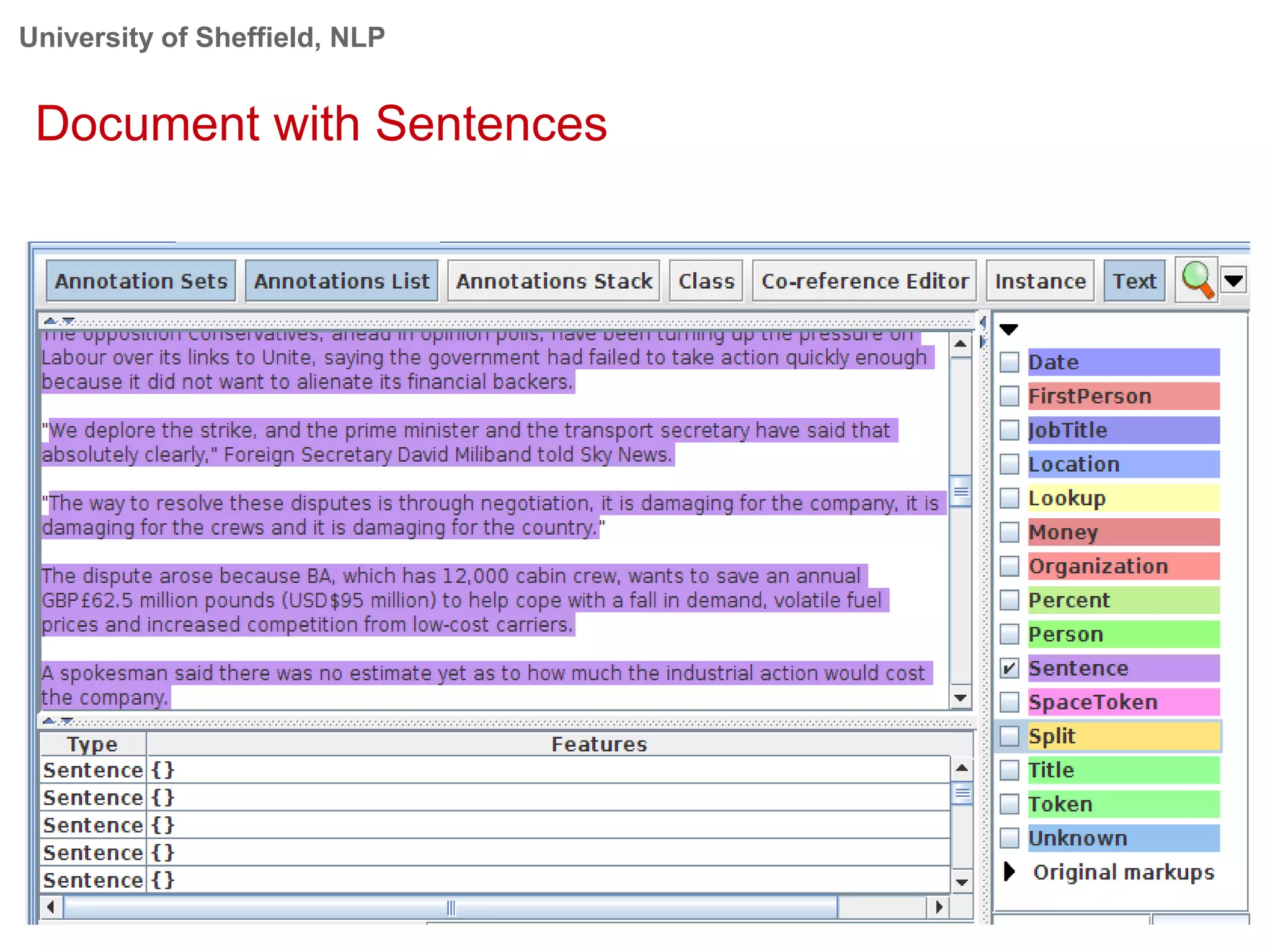 University of Sheffield, NLP
21
Document with Sentences
 