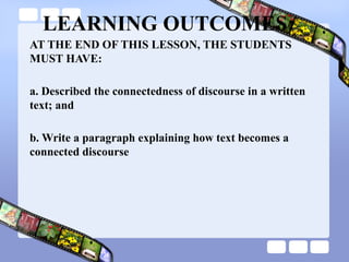 Text As Connected Discourse Module reading and writing title: text as connected discourse | PPTX