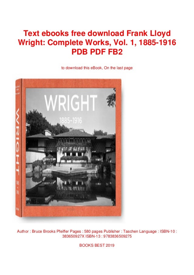 Text Ebooks Free Download Frank Lloyd Wright Complete Works Vol 1