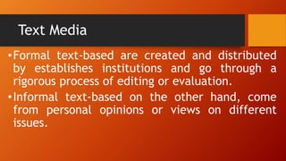 Sample Text Media Text and information media literacy in the ph | PPTX