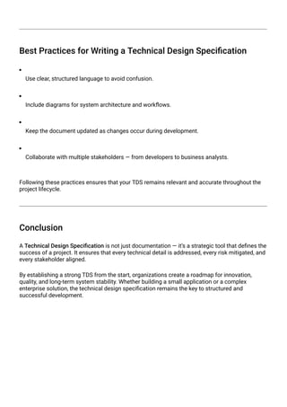 Technical Design Specification: A Foundation for Successful System ...