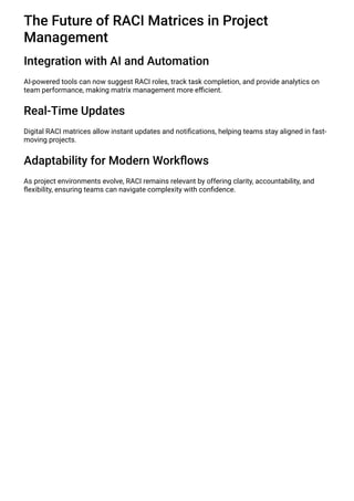 The Future of RACI Matrices in Project Management | PDF