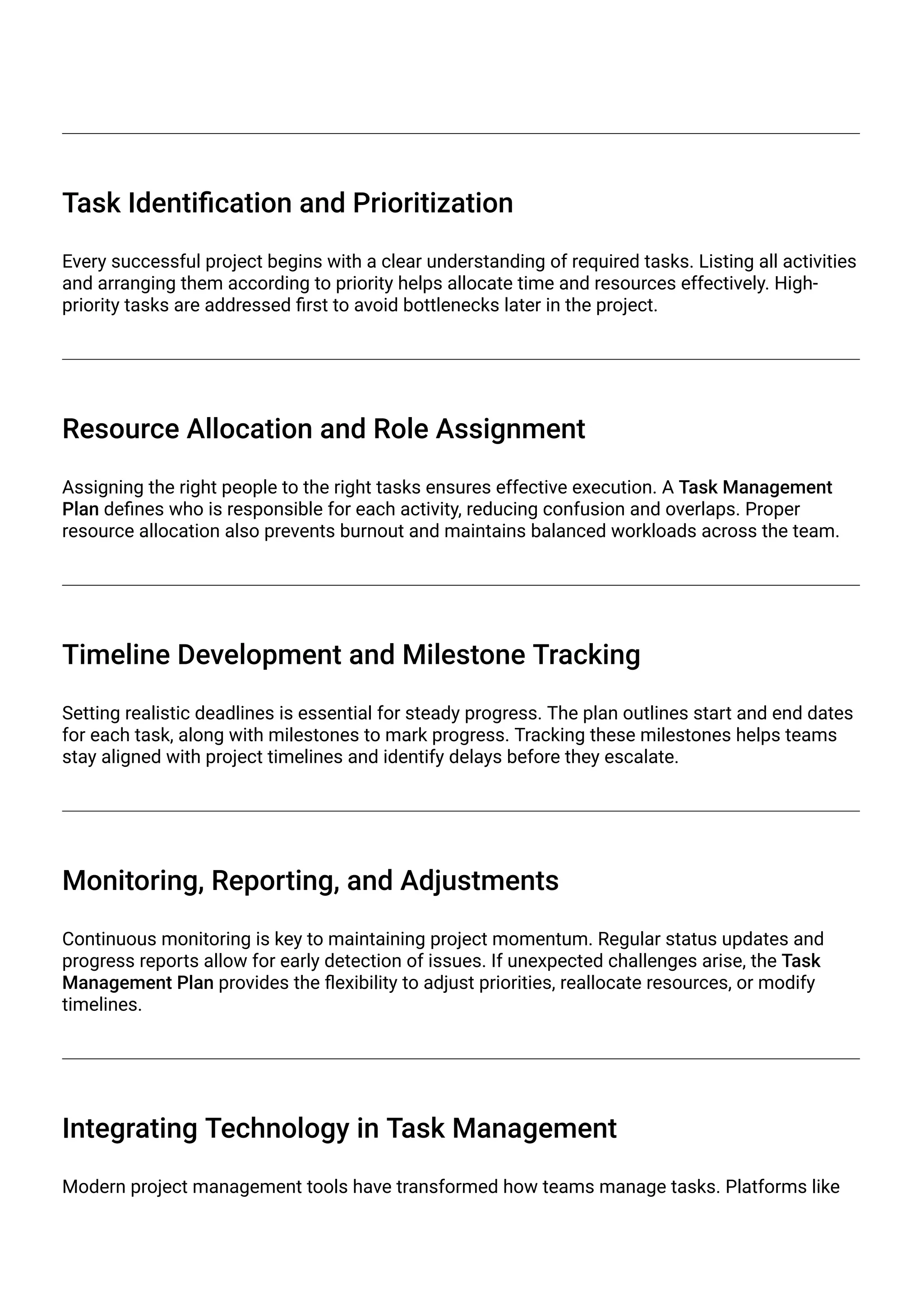 Task Management Plan: The Backbone of Successful Project Delivery | PDF