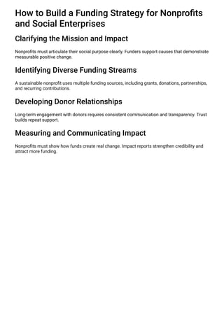 How to Build a Funding Strategy for Nonprofits and Social Enterprises | PDF