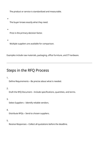Rfq Document.pdf Request for Quotation (RFQ): A Procurement Strategy for Smart Buying | PDF