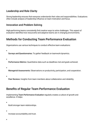Team Performance Review.pdf Team Performance Evaluation: Enhancing Collaboration and Results | PDF