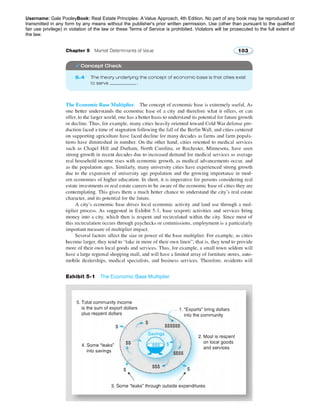 Username: Gale PooleyBook: Real Estate Principles: A Value Approach, 4th Edition. No part of any book may be reproduced or 
transmitted in any form by any means without the publisher's prior written permission. Use (other than pursuant to the qualified 
fair use privilege) in violation of the law or these Terms of Service is prohibited. Violators will be prosecuted to the full extent of 
the law. 
 