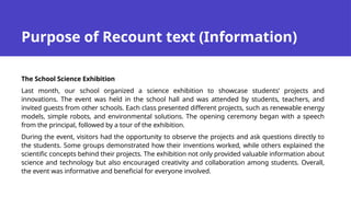 Text Introduction: Re-Count text (The understanding of Recount text) | PPTX