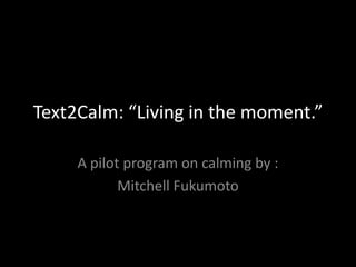 Text2Calm: “Living in the moment.” A pilot program on calming by : Mitchell Fukumoto 