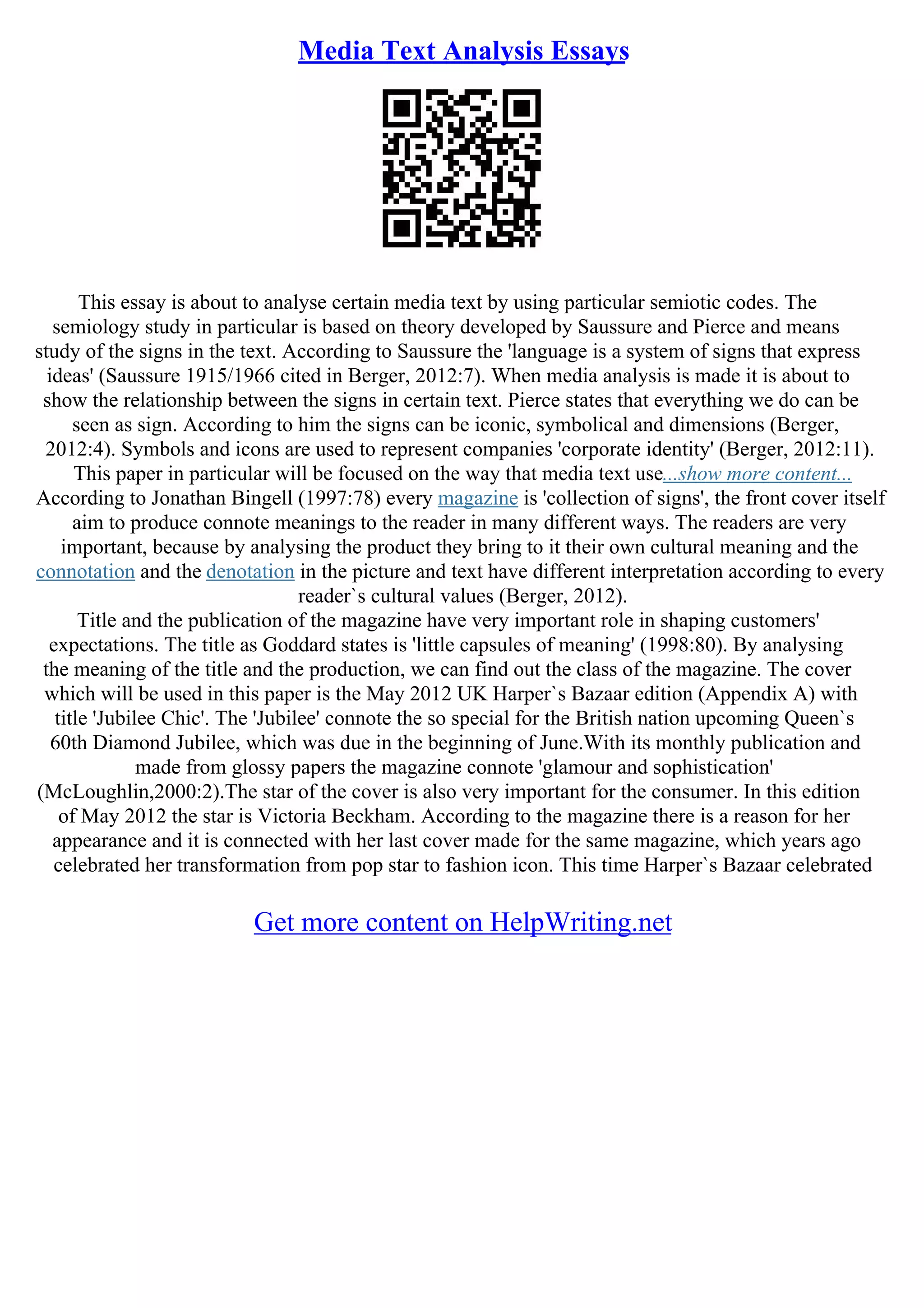 Text Analysis Essay Examples | PDF