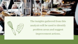 The insights gathered from this
analysis will be used to identify
problem areas and suggest
improvement actions.


 