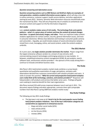 Text/Content Analytics 2011: User Perspectives


           Question-answering and information access
           Question-...