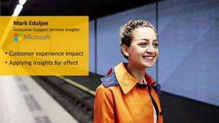 Mark Eduljee
Consumer Support Services Insights

• Customer experience impact
• Applying Insights for effect

 