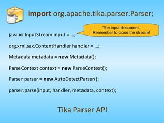 Text and metadata extraction with Apache Tika | PPT
