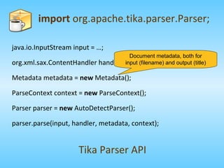 Metadata Parser Text and metadata extraction with Apache Tika | PPT