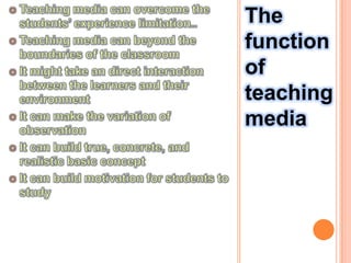 The
function
of
teaching
media
 