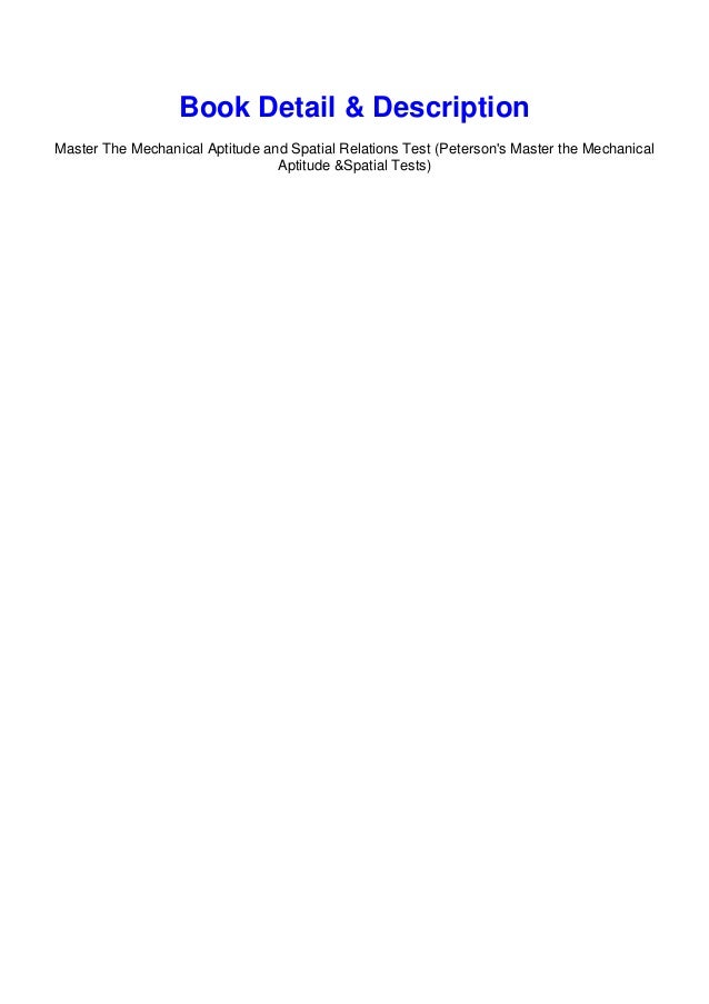 Textbook master the mechanical aptitude and spatial relations test