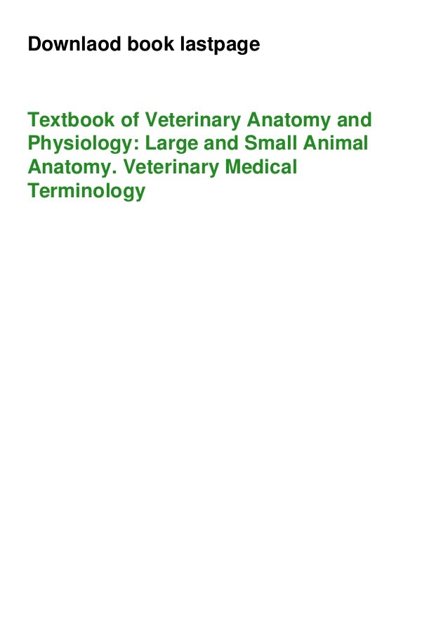 PDF Textbook Of Veterinary Anatomy And Physiology Large And Small 