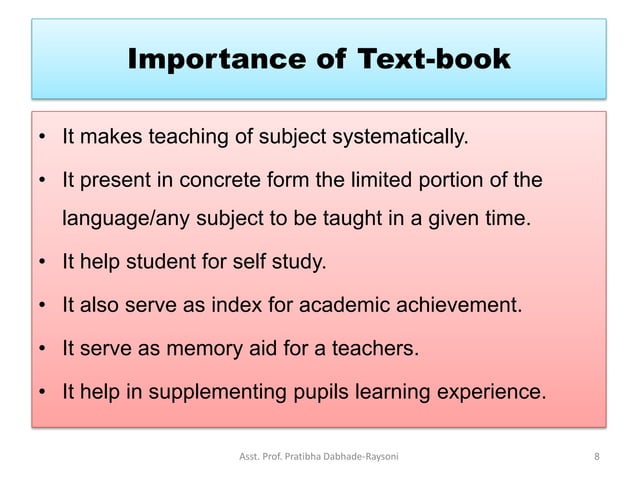 Textbook analysis : By Asst. Prof. Pratibha Dabhade-Raysoni | PDF